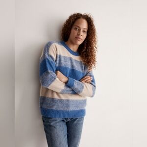 Madewell Space-dyed Otis pullover alpaca wool striped sweater size Large